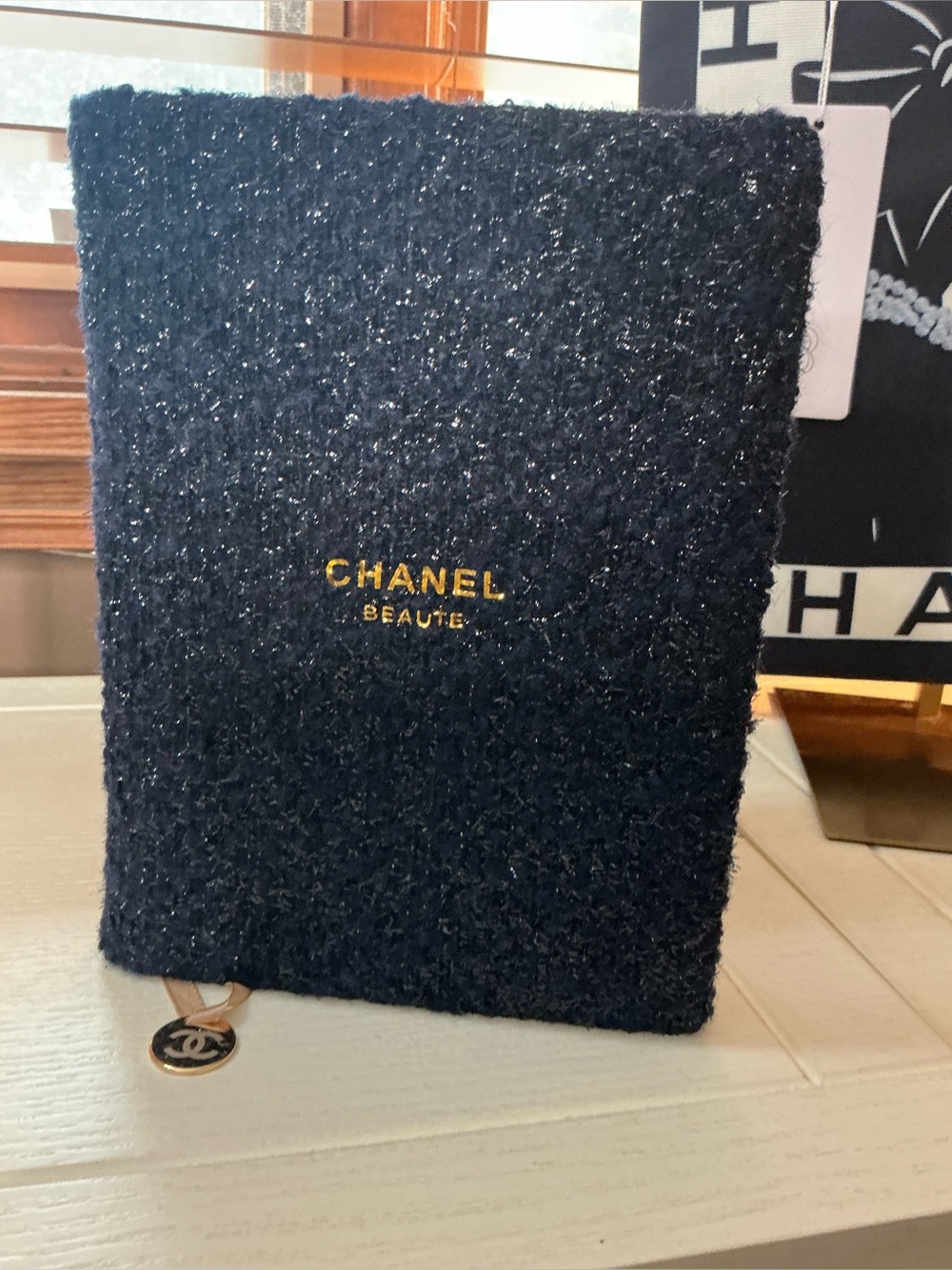 Chanel Beauty Deep Blue Bouclé Tweed Journal Notebook Gold CC Bookmark GWP - Picture 4 of 7
